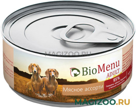 Влажный корм (консервы) BIOMENU ADULT для взрослых собак с мясным ассорти (100 гр)