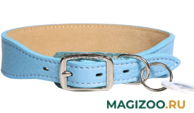 Ошейник кожаный для собак Mr.Kranch с QR-адресником нежно-голубой 20 – 24 см (1 шт)