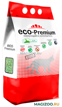 ECO-PREMIUM ЗЕЛЕНЫЙ ЧАЙ наполнитель древесный комкующийся для туалета кошек с ароматом зеленого чая (7,6 кг) 