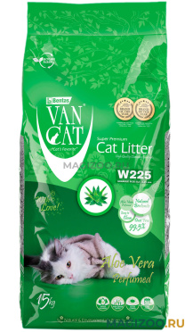 VAN CAT ALOE VERA наполнитель комкующийся для туалета кошек с ароматом алоэ вера (15 кг)