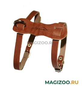 Шлейка для собак Люкс кожаная коньячная 36 - 45 см x 11 мм Аркон (1 шт)