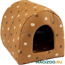Домик для собак и кошек Дарэленд Арка с подушкой коричневый хлопок 45 х 40 х 41 см (1 шт)