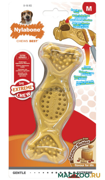 Игрушка для собак Nylabone Extreme Chew Fill It Treat Toy косточка для лакомств экстра-жесткая с ароматом арахисовой пасты M (1 шт)