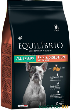 Сухой корм EQUILIBRIO ADULT DOG ALL BREEDS SKIN & DIGESTION SALMON для взрослых собак всех пород для здоровой кожи и чувствительного пищеварения с лососем (2 кг)