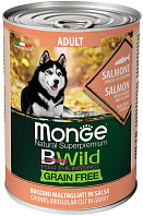 MONGE BWILD ADULT DOG GRAINFREE беззерновые для взрослых собак с лососем, тыквой и кабачками  (400 гр)