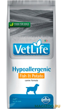 Сухой корм FARMINA VET LIFE CANIN HYPOALLERGENIC для взрослых собак при пищевой аллергии, непереносимости с рыбой и картофелем (2 кг)