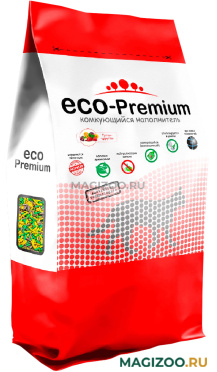 ECO-PREMIUM ТУТТИ-ФРУТТИ наполнитель древесный комкующийся для туалета кошек с ароматом фруктов и ягод (7,6 кг) 