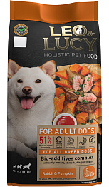 LEO&LUCY HOLISTIC для взрослых собак всех пород с кроликом, тыквой и биодобавками (1,6 кг)