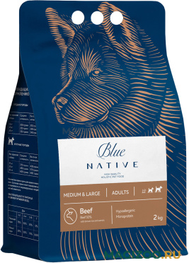 Сухой корм BLUE NATIVE HOLISTIC ADULTS MEDIUM & LARGE BEEF для взрослых собак средних и крупных пород с говядиной (2 кг)
