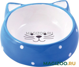 Миска керамическая Mr.Kranch для кошек Мордочка кошки голубая (0,25 л)
