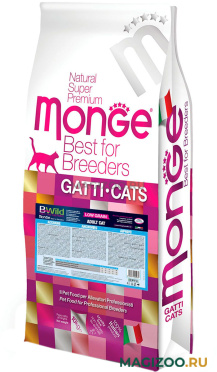 Сухой корм MONGE BWILD LOW GRAIN CAT ANCHOVIES низкозерновой для взрослых кошек с анчоусами (10 кг)