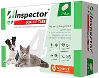 INSPECTOR QUADRO TABS таблетки для собак и кошек весом от 2 до 8 кг против внутренних и внешних паразитов уп. 4 таблетки (1 уп)