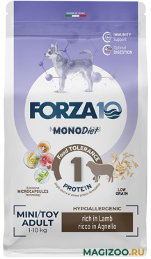 Сухой корм FORZA10 DOG MINI DIET монобелковый для взрослых собак маленьких пород при аллергии с ягненком и рисом (1,5 кг)