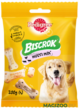 Лакомство PEDIGREE BISCROK для собак косточки бисквитные ассорти (200 гр)