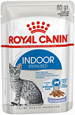 ROYAL CANIN INDOOR STERILISED для взрослых кастрированных котов и стерилизованных кошек живущих дома в желе пауч (85 гр)