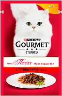 GOURMET MON PETIT для взрослых кошек с говядиной в соусе пауч (50 гр)