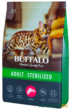Сухой корм MR.BUFFALO ADULT STERILIZED для взрослых кастрированных котов и стерилизованных кошек с лососем (0,4 кг)