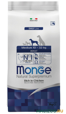 Сухой корм MONGE DOG MEDIUM ADULT CHICKEN для взрослых собак средних пород с курицей (3 кг)