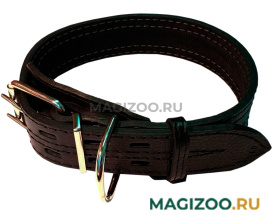 Ошейник для собак кожаный с двойной строчкой, черный, шир. 45 мм, ZooMaster (55 см) 