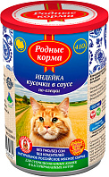 РОДНЫЕ КОРМА для взрослых кошек с индейкой в соусе по-елецки (410 гр)