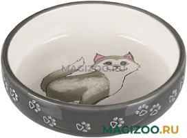 Миска керамическая для кошек коротконосых пород Trixie серая 0,3 л (1 шт)