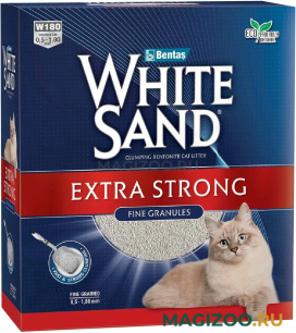 WHITE SAND EXTRA STRONG наполнитель комкующийся для туалета кошек Экстра без запаха (10 л)