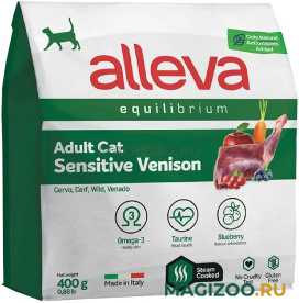Сухой корм ALLEVA EQUILIBRIUM ADULT CAT SENSITIVE VENISON для взрослых кошек с чувствительным пищеварением с олениной  (0,4 кг)