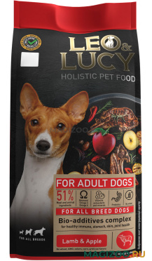 Сухой корм LEO&LUCY HOLISTIC для взрослых собак всех пород с ягненком, яблоком и биодобавками (1,6 кг)